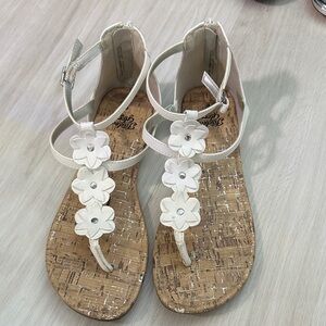 Faded Glory White Floral Sandals with Cork Footbed